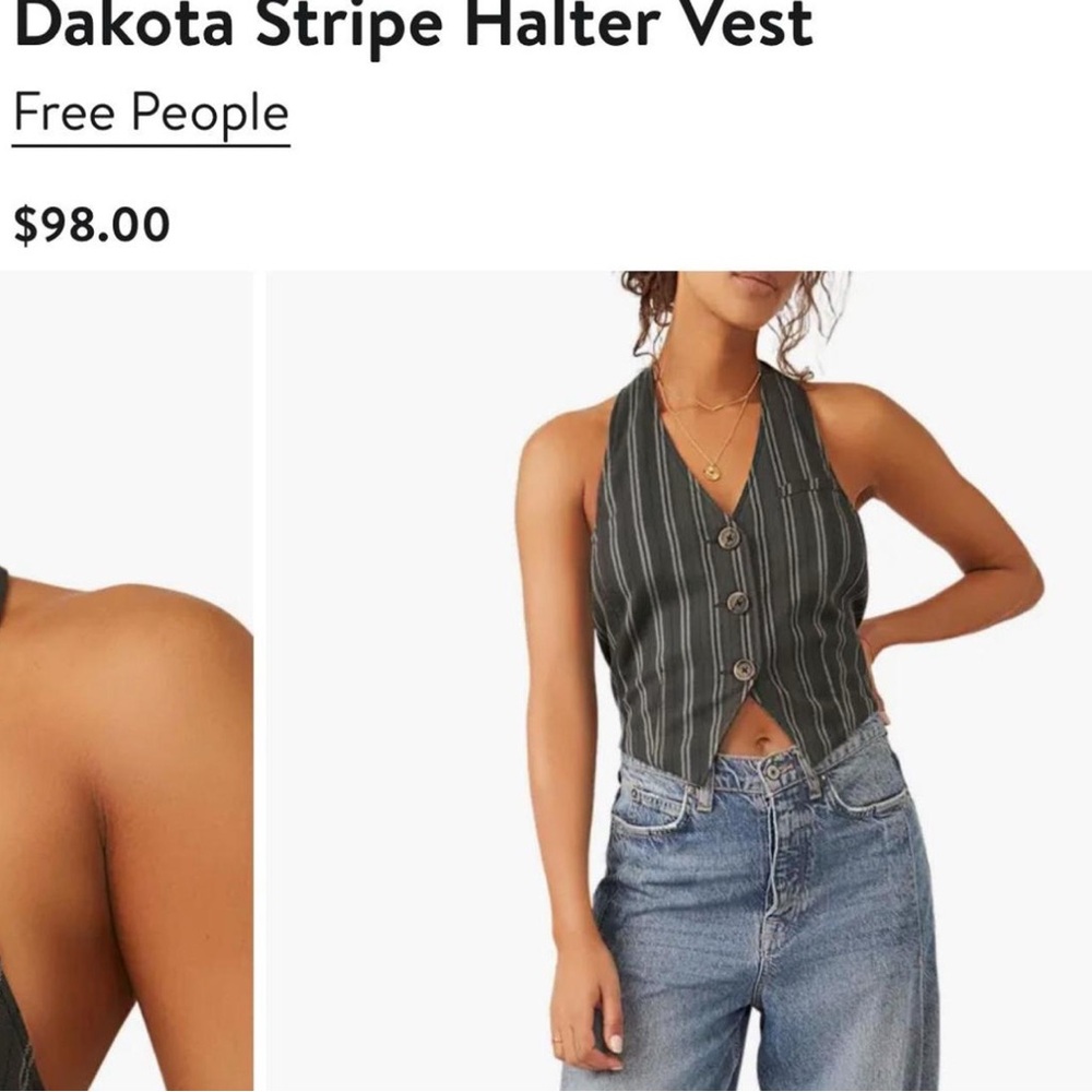Free People Striped Halter Vest - Gray